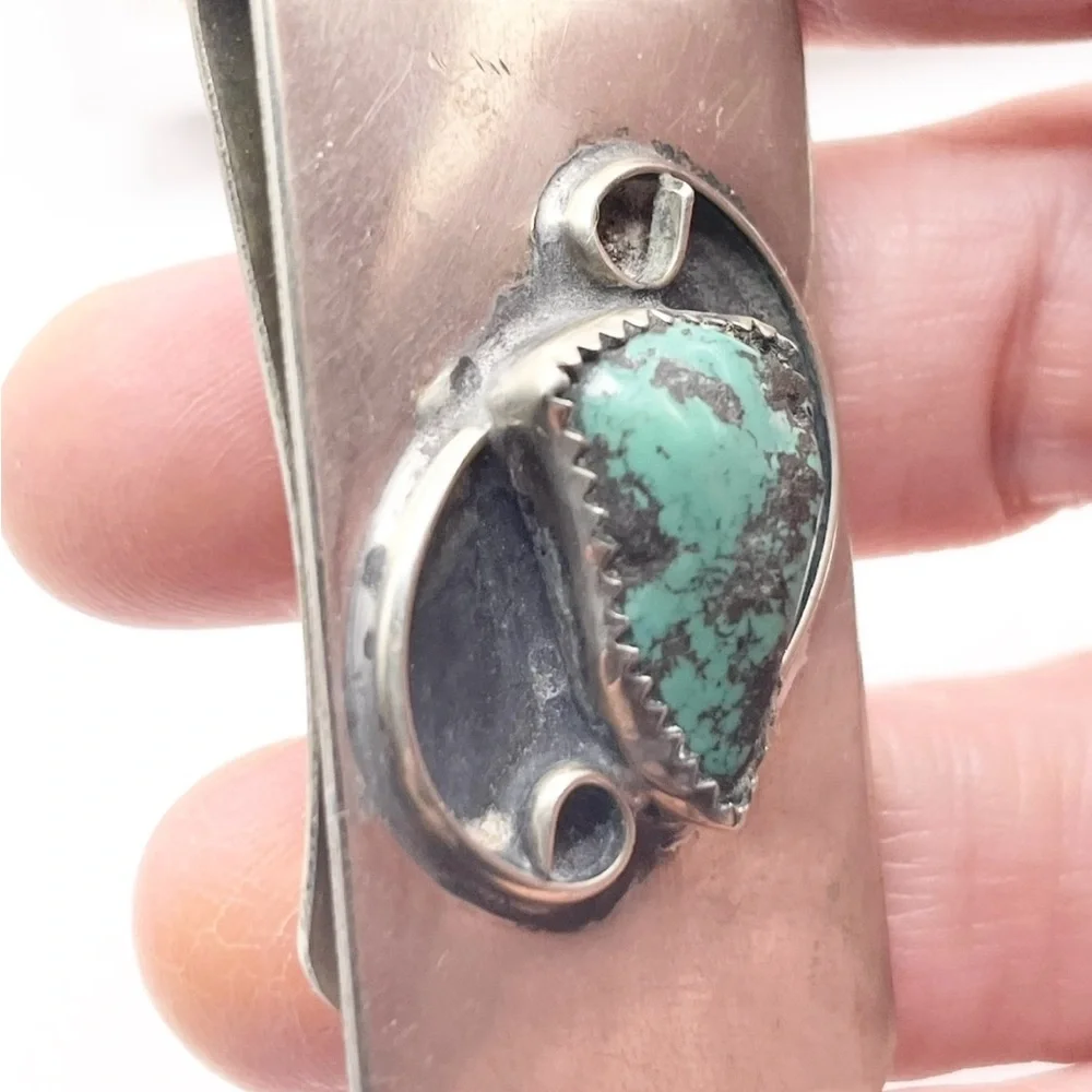 Nickel Silver Money Clip with Turquoise Stone
